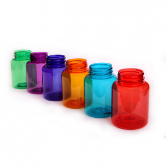 Výroba plastových obalů | Plastové lahvičky se širokým hrdlem 200 ml barevné, závit GL44