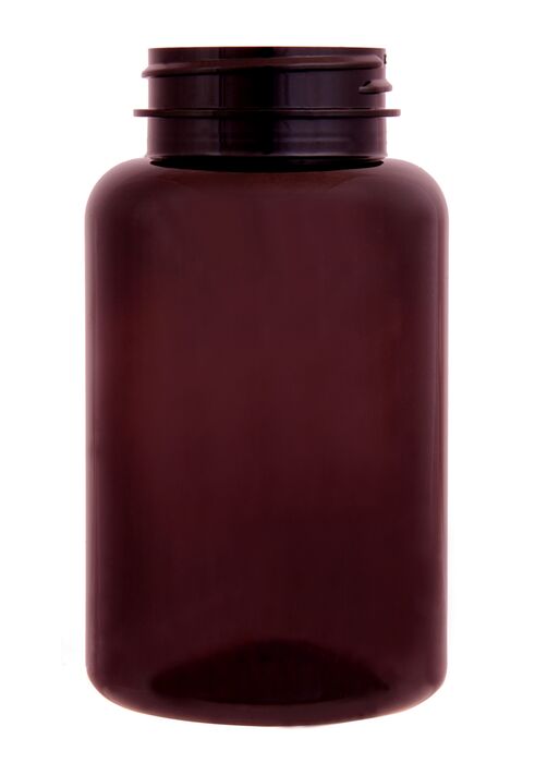 Plastic bottle with wide neck 250 ml brown, thread GL44 - foto č.1