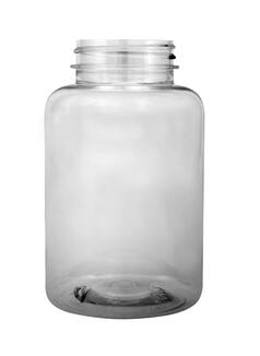 Plastic bottle with wide neck 300 ml limpid, thread GL44