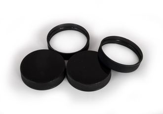 Set of plastic caps with gasket, GL 44 - black/white