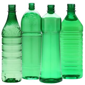 Green plastic bottles